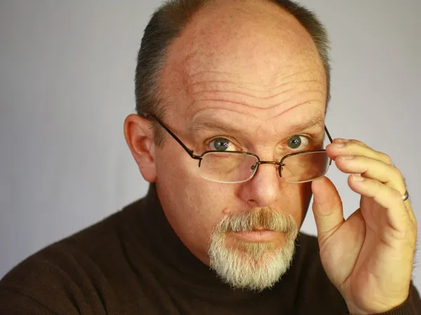 Bald man with glasses — Stok fotoğraf
