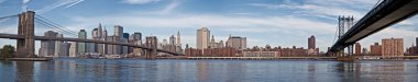 Manhattan skyline and Brooklyn Bridge clipart