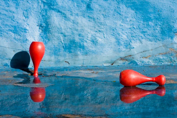 stock image Bowling in an empty swimming pool