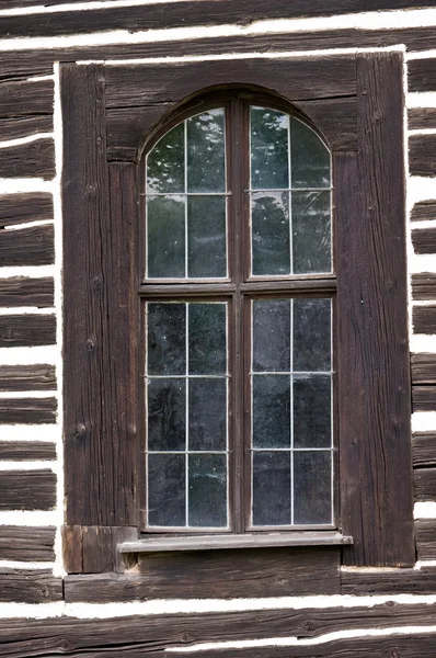 stock image Detail of window in the historic wooden church