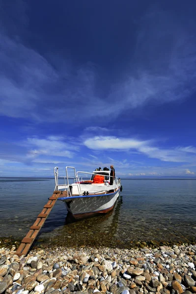 Stock image Boat, sky, sea