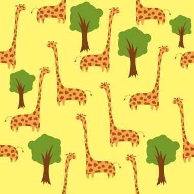 Seamless cute giraffe background clipart