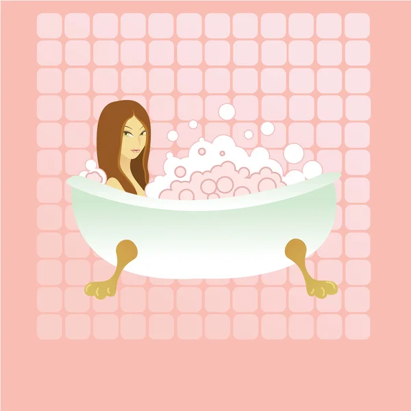 在浴缸里的女孩 — 图库矢量图片