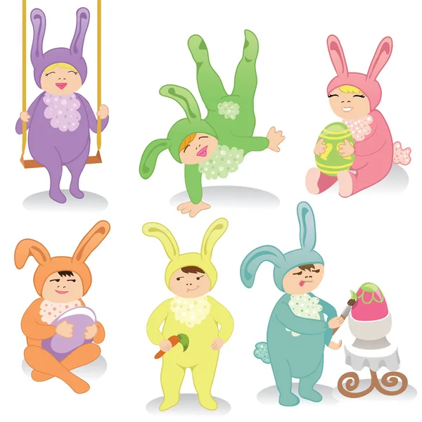 Ensemble vectoriel de lapins de Pâques — Image vectorielle