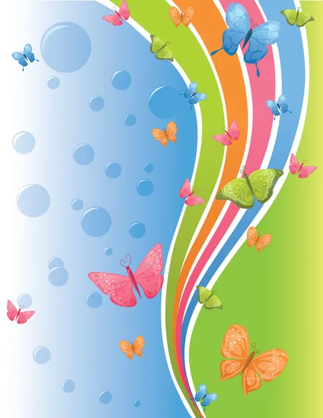 蝶とベクトルの背景 — ストックベクタ
