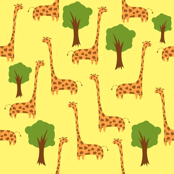 Seamless cute giraffe background — Stock Vector