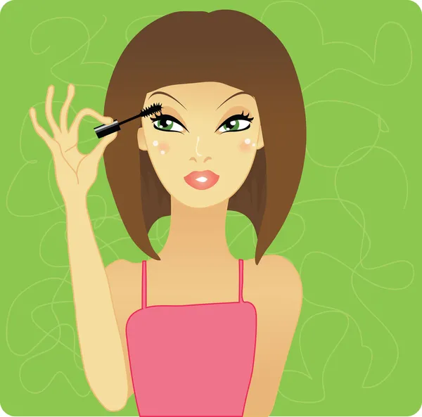 Dívka použitím make-upu — Stockový vektor