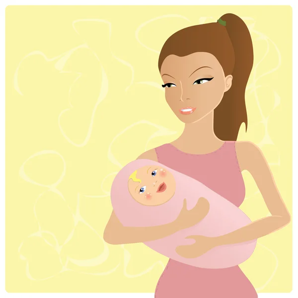 Joyeux jeune mère — Image vectorielle
