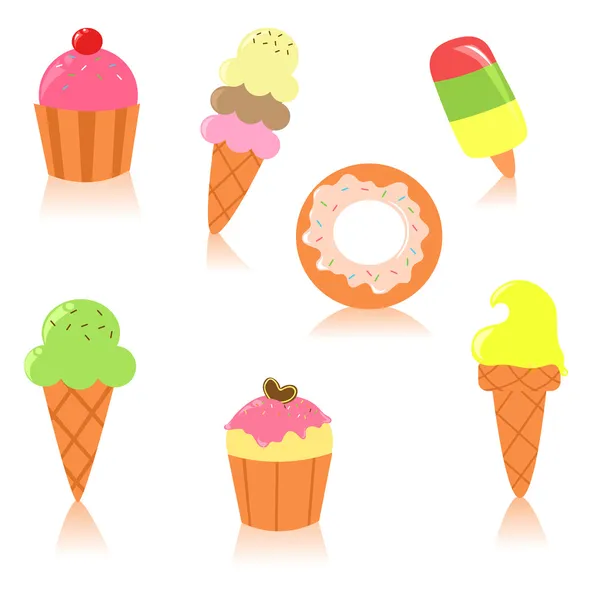 Roztomilé ikonu soubor sladkých věcí — Stockový vektor