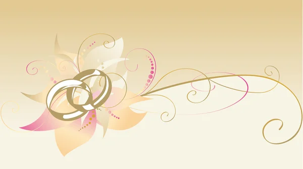 Carte décorative avec anneaux de mariage — Image vectorielle