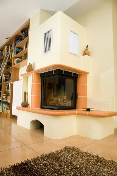 Obývací pokoj fireplase. — Stock fotografie