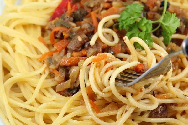 Obiad płyta z spaghetti. — Zdjęcie stockowe
