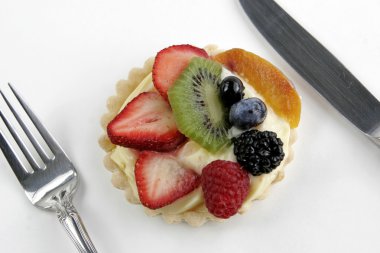 Delicious Fruit Tart with Knife and Fork clipart