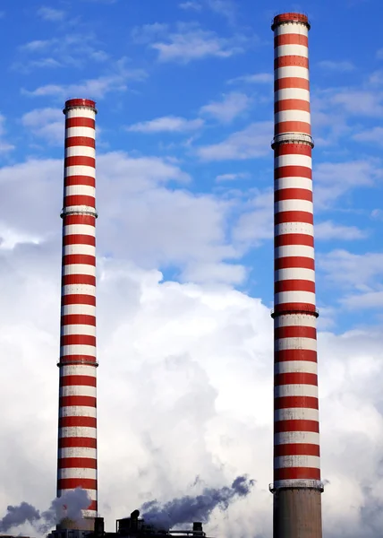 stock image Smokestacks red and white