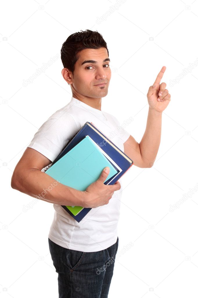 University Student Pointing his finger