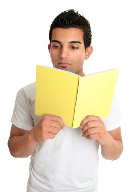 Man reading from a book clipart