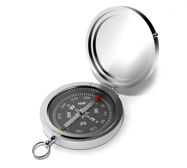 Silver compass — Stock Photo, Image