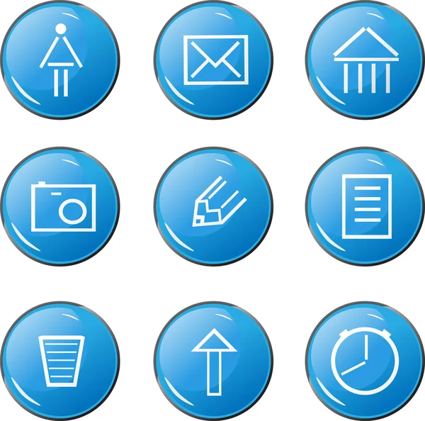 De blauwe pictogrammen met beelden — Stockvector