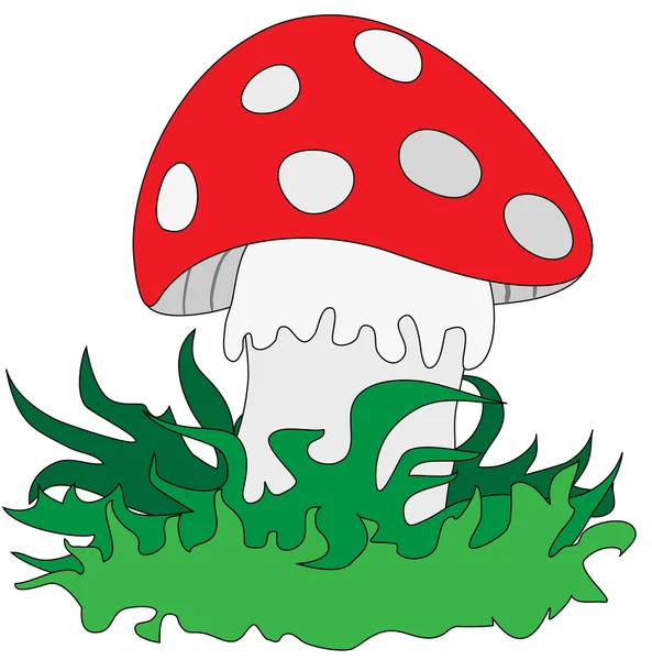 Mushroom in the grass — Stock Vector