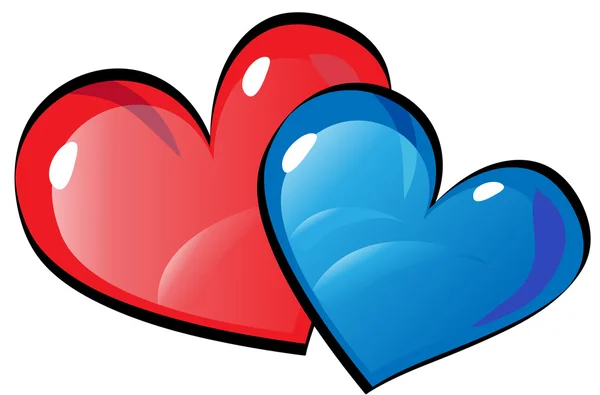 Κόκκινες και μπλε καρδιές — Διανυσματικό Αρχείο