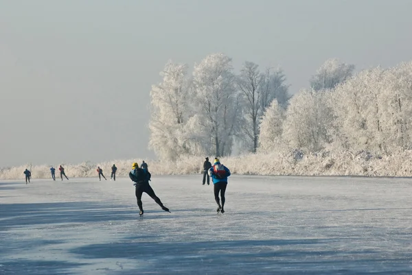 Iceskating nei Paesi Bassi — Foto Stock