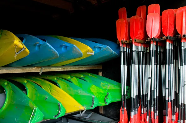 stock image Canoes and paddles