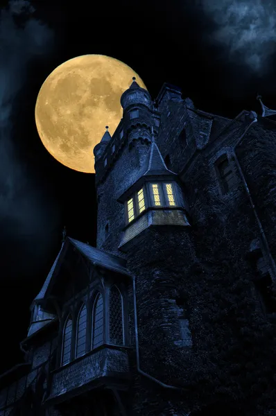 Slottet nattetid Stockbild