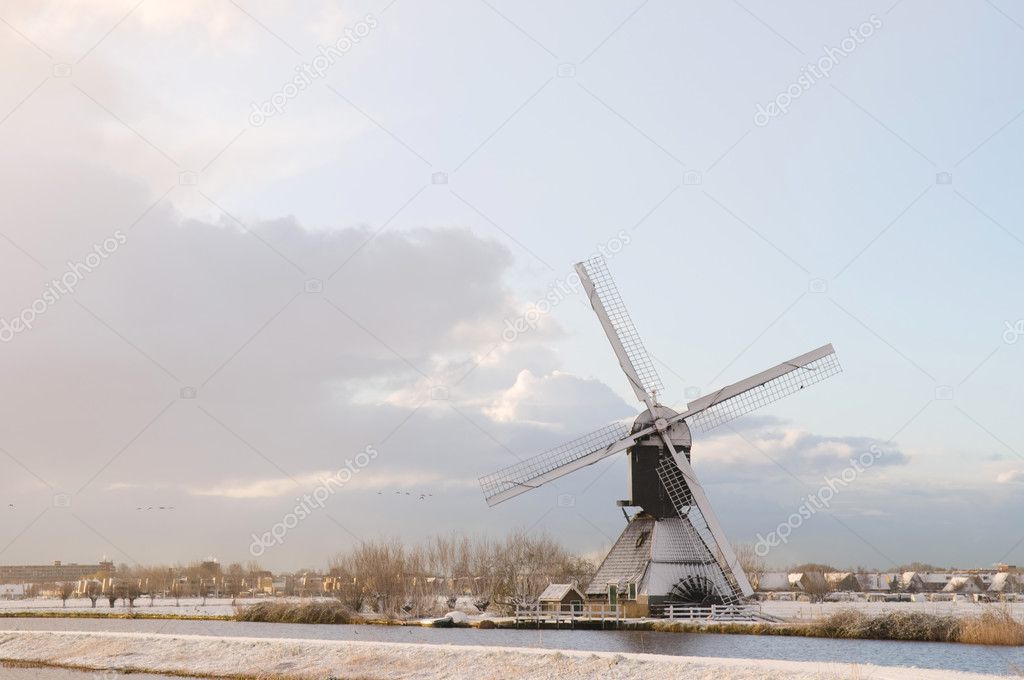 Windmill in wintertime