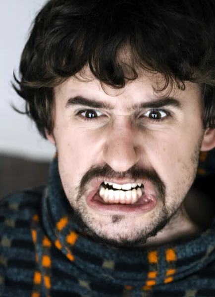 stock image Close up of angry young man