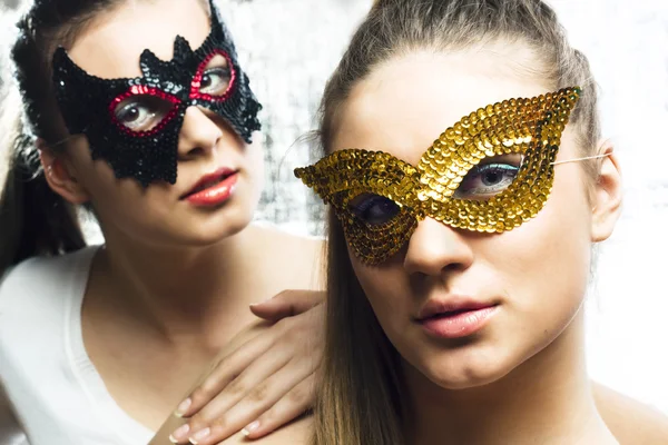 stock image Sisters with masks