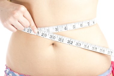 Woman measuring her belly clipart