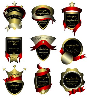 Vector set of gold framed labels clipart