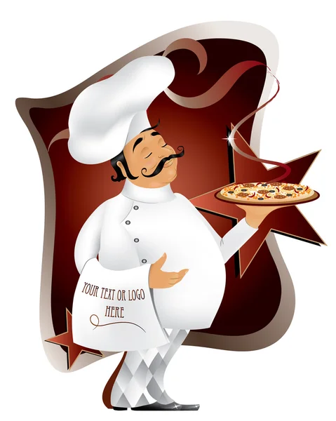 Chef avec pizza — Image vectorielle