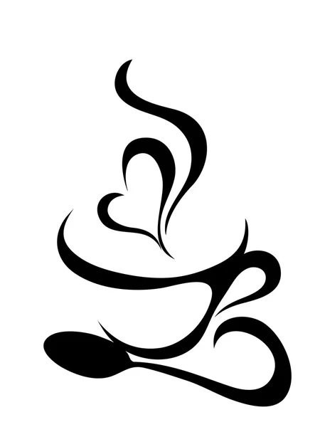 Illustration vectorielle du café avec coeur — Image vectorielle