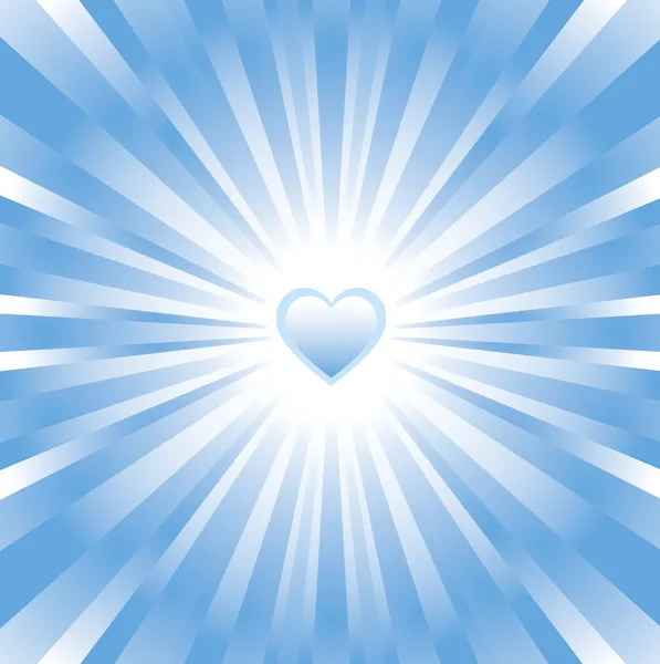 Fondo azul brillante del corazón — Vector de stock