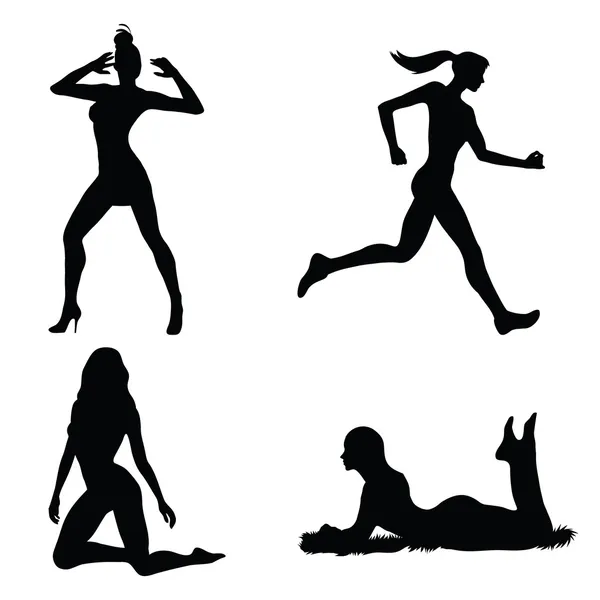 Set silhouette donna — Vettoriale Stock