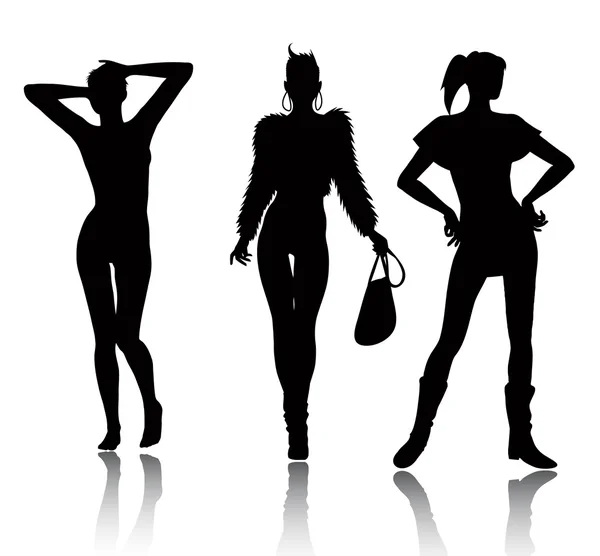 Mode femme silhouette ensemble — Image vectorielle