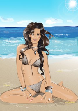Beach girl clipart