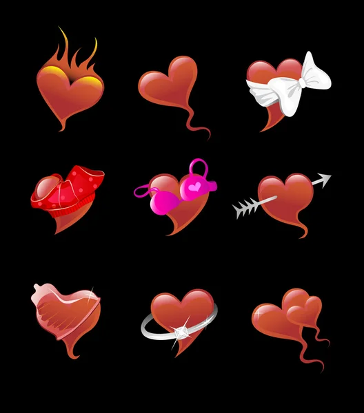 Sexy corazones icono conjunto — Vector de stock