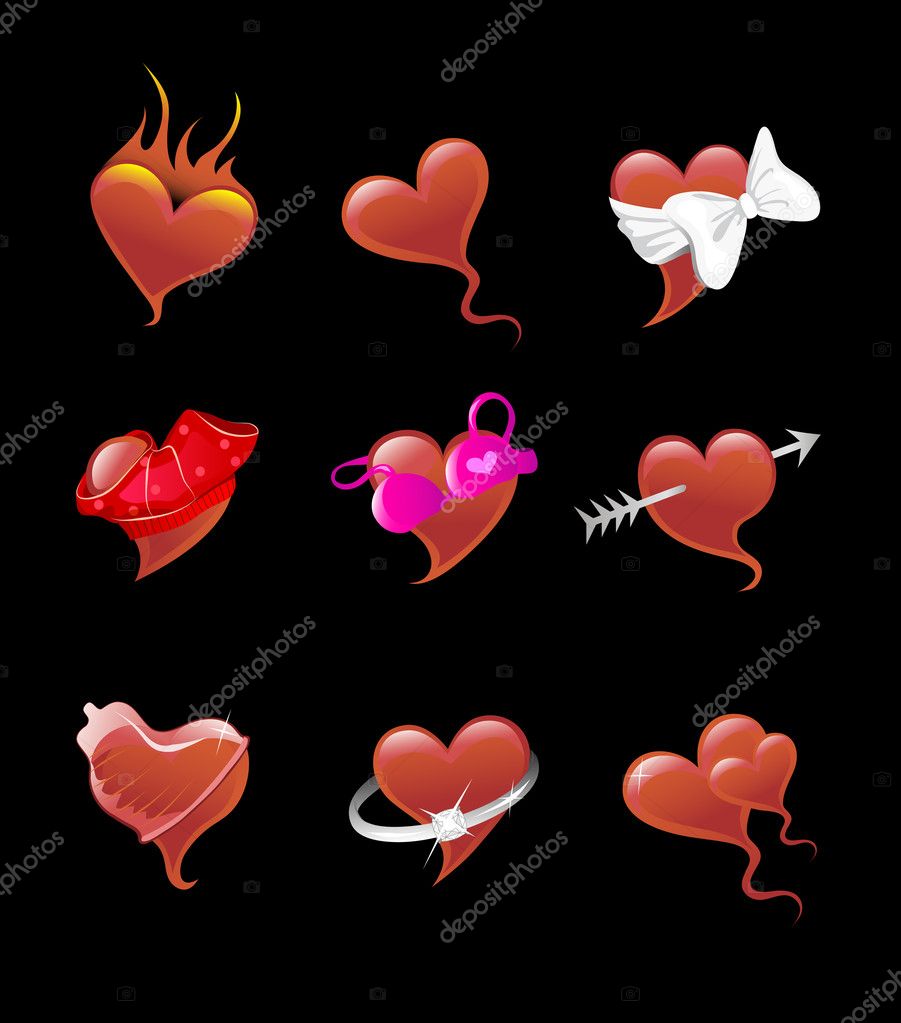 Sexy Hearts Icon Set — Stock Vector © Deryadraws 2480954