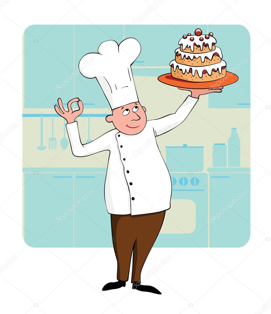 Chef with a cake