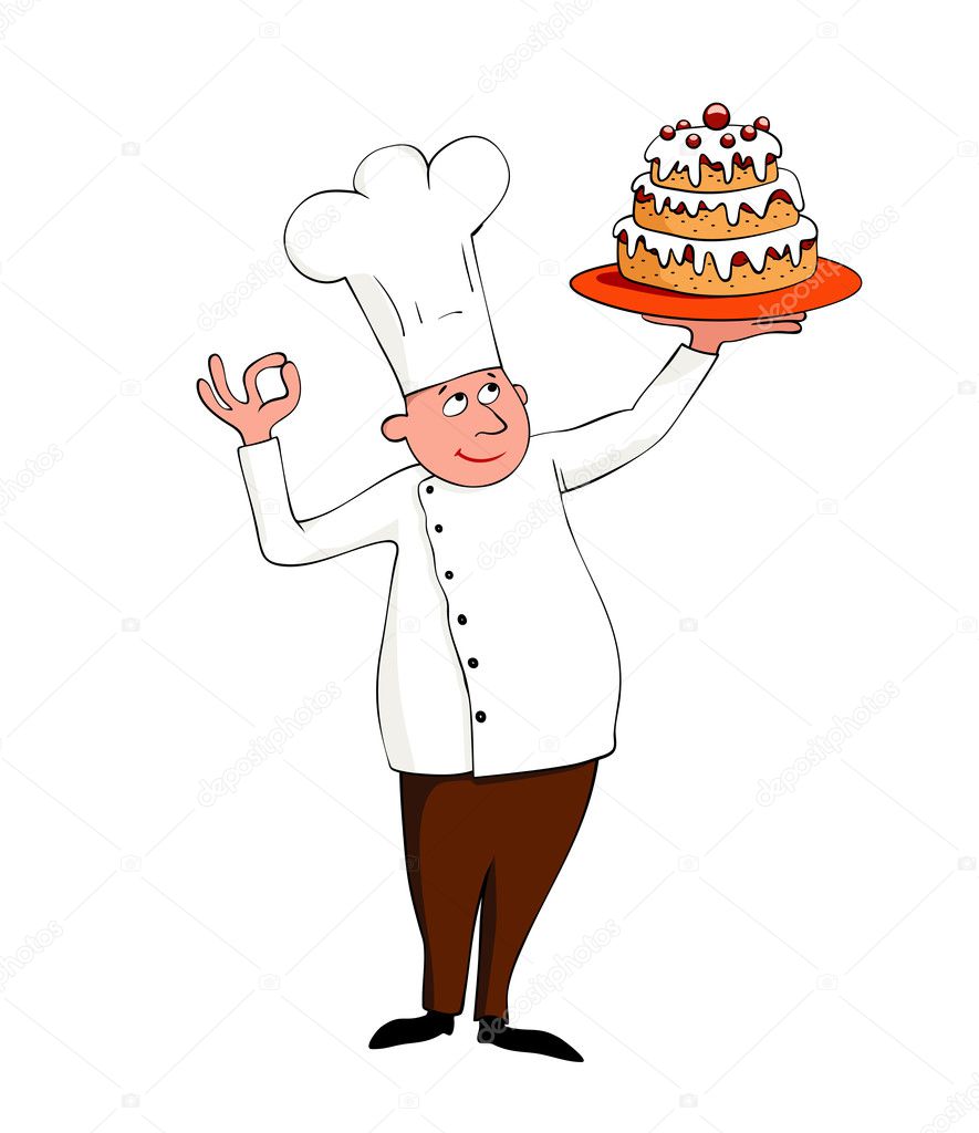 Chef with a cake