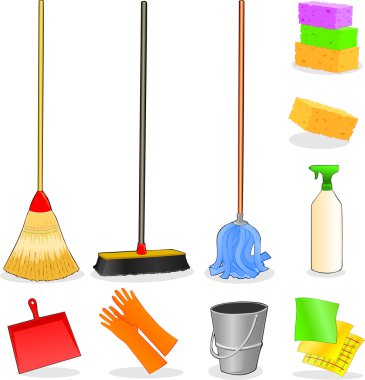 Tools for cleaning icons clipart