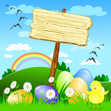 Easter elements - Wooden sign clipart