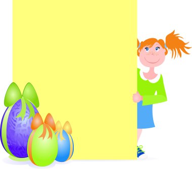 Gilr with chocolate eggs vector