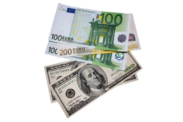Dollar und Euro Stockfoto