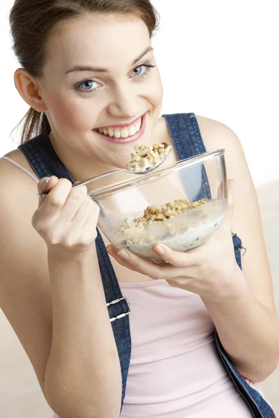 Étkezési gabona nő portréja — Stock Fotó