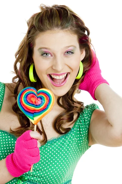 Woman with a lollypop — Stock Photo, Image