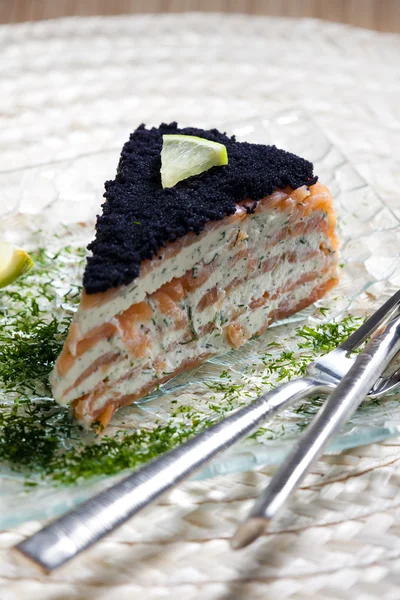 Smoked salmon cake — Stock Photo, Image