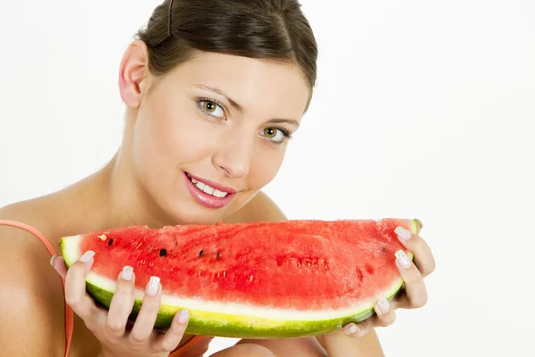 Woman with water melon — Stock Photo, Image